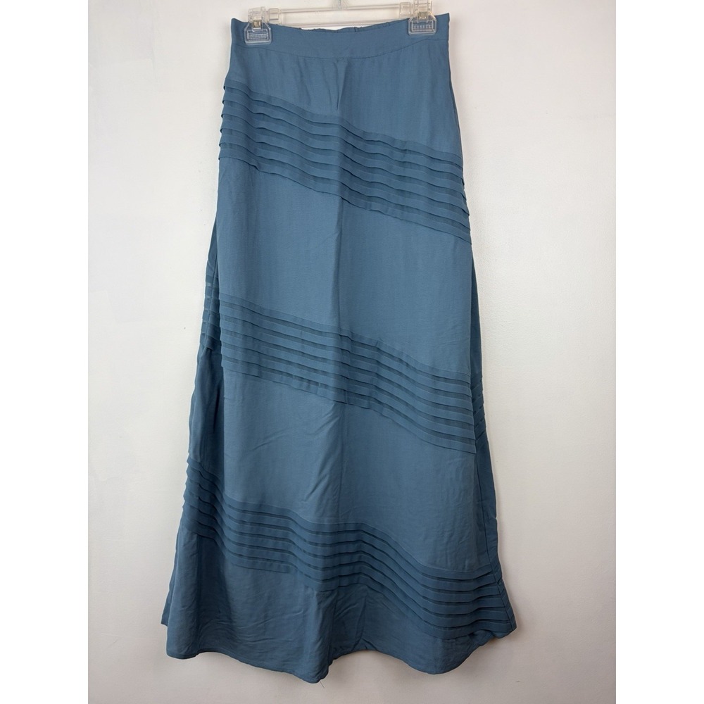 Soft Surroundings Maxi Skirt Womens XS 100% Silk Pintuck Details Boho Old Money